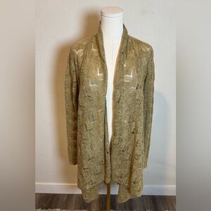 Staples Open Weave Knit Sweater Cardigan Ochre Color size Medium